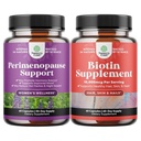 Bundle of Perimenopause Supplement für Frauen -Multibenefit Menopause Relief für Frauen und reine Biotin Pillen für Frauen Männer - Stoppen Sie Haarausfall verdünnende natürliche Ergänzung für Shiny Thick Haarwachstum