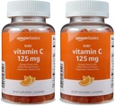 Basics Kinder Vitamin C 125mg Gummi, Orange, 60 Zähler, Immungesundheit, 2 Monate Versorgung (vorher Solimo) (Pack von 2)