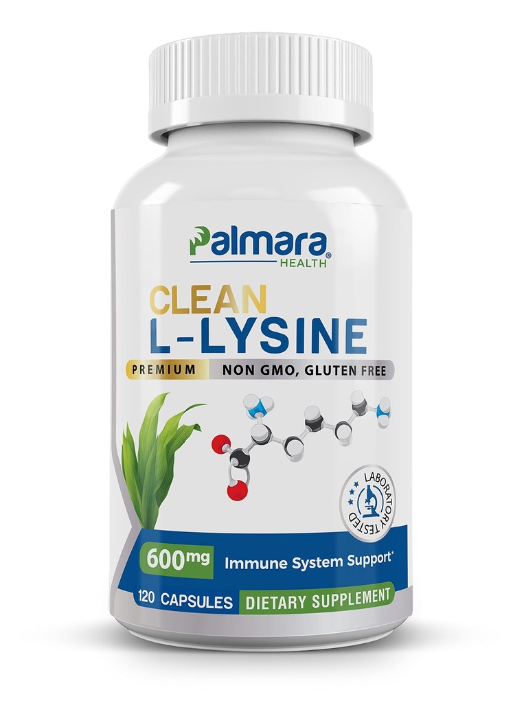 Palmara Health Clean L-Lysine 600mg, 120 Kapseln | Vegan, Non-GMO, & Glutenfrei