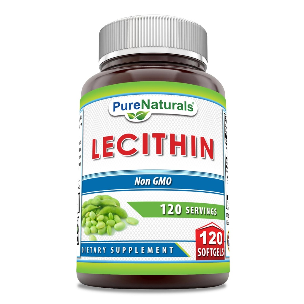 Pure Naturals Lecithin 1200 mg Softgels Supplement | Hohe Potenz | Non-GMO | Glutenfrei (120 Count)