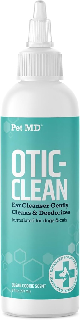 Pet MD Cat & Dog Ear Cleaner - Otic Ear Lösung für Hunde - Pet Ear Cleaner - Cat Ear Cleaner Liquid - Cat & Dog Cleaning Supplies - Sugar Cookie Scent - 8 oz.