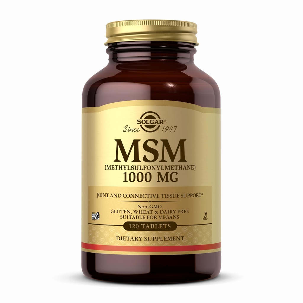 Solgar MSM 1000 mg - 120 Tabletten - Unterstützt Gelenke & Connective Tissue - Non-GMO, Vegan, Glutenfrei, Dairy Free, Kosher - 120 Portionen