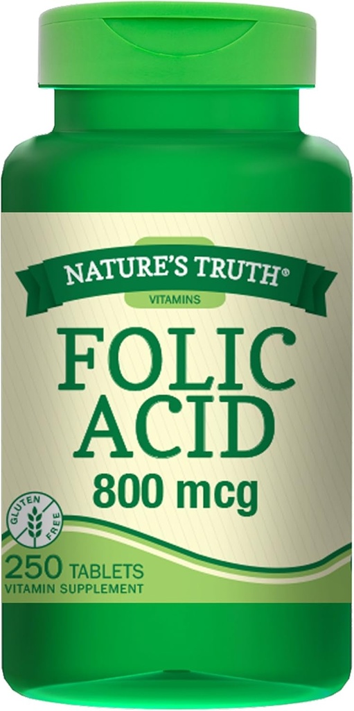 Nature's Truth Folic Acid 800 Mcg 250 Tabs, 250 Count (Pack von 3)