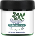 Vitanica V-Probiotics - Probiotika für Damen - Vaginal Suppositorien mit Lactobacillus Rhamnosus, Gasseri & More - Frauengesundheitsergänzung - Pro Logo - 30 Vaginal Suppositorien