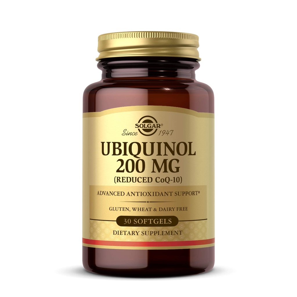 Solgar Ubiquinol 200 mg (reduziert CoQ-10), 30 Softgels - Fördert Herz- und Hirnfunktion - Unterstützt gesundes Altern - Coenzym Q10 - Ubiquinone Supplement - Glutenfrei, Dairy Free - 30 Servietten