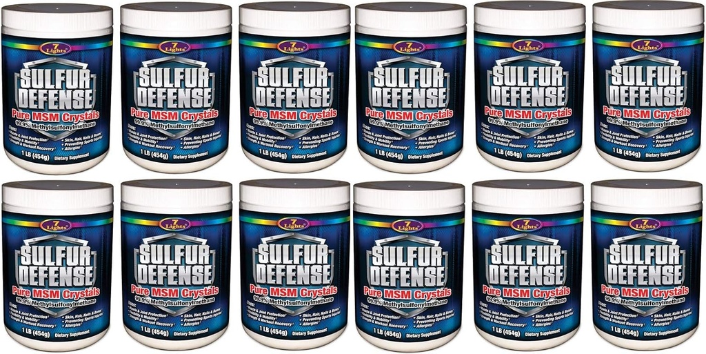 7 Lights Sulfur Defense, reine 99,9% MSM (Methylsulfonylmethan) Kristalle, 1 Pfund, Case Pack von 12