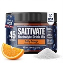 Zero Sugar Electrolyte Powder | Salty Orange Hydration (mit Stevia) | High Sodium Potassium Magnesium Elektrolyte für Fasten, POTS, Sweat Recovery | macht 45 Portionen von 32 Fl Oz | Made in USA