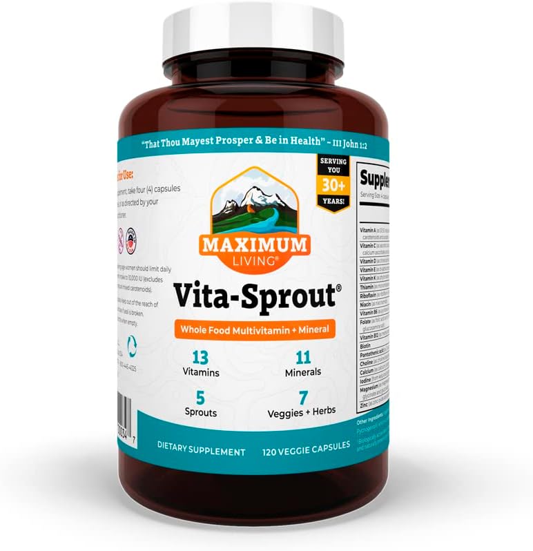 Maximum Living - Vita-Sprout Ganzwertige Multivitamin & Phytonutrient Blend - 120 Kapseln