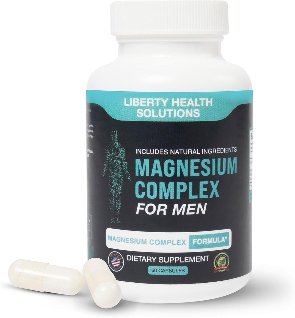 Magnesium-Komplex für Männer mit allen natürlichen Zutaten - Natürliche Unterstützung für Verdauungskomfort und Regularität - 60 Kapseln