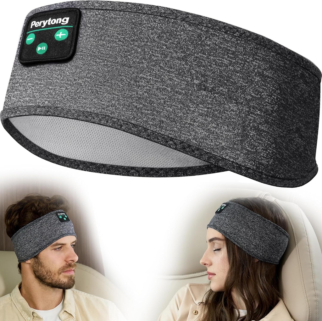 Perytong Sleep Headband - Bluetooth Sleeping Kopfhörer für Side Sleepers - Kopfhörer zum Schlafen Bequeme Kopfband mit dünnem Lautsprecher Mikrofon Geschenkideen für Frauen Männer