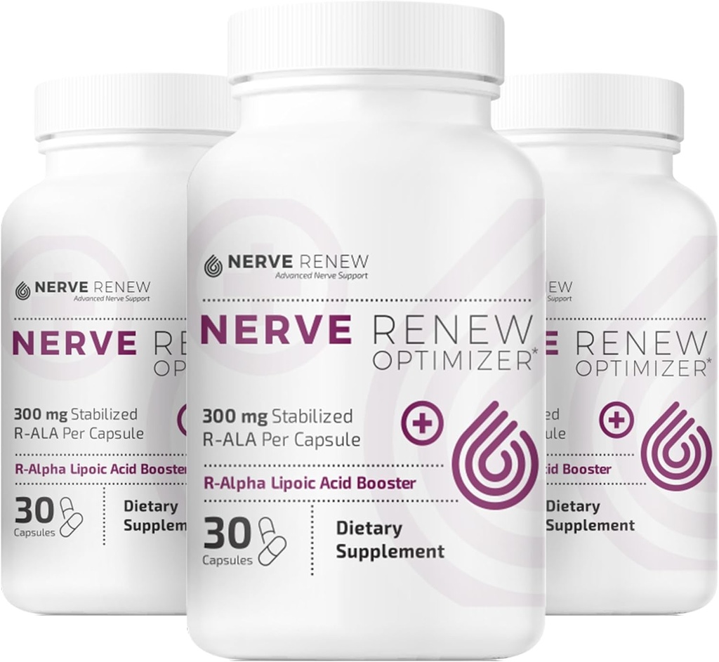 NERVE RENEW Optimizer, 3 Packung (90 Kapseln) - 300 mg Stabilisierte R-Alpha Lipsäure pro Kapsel für natürliche Nerve Discomfort-Unterstützung - Schnelle Absorption - Sicher und alle natürlichen