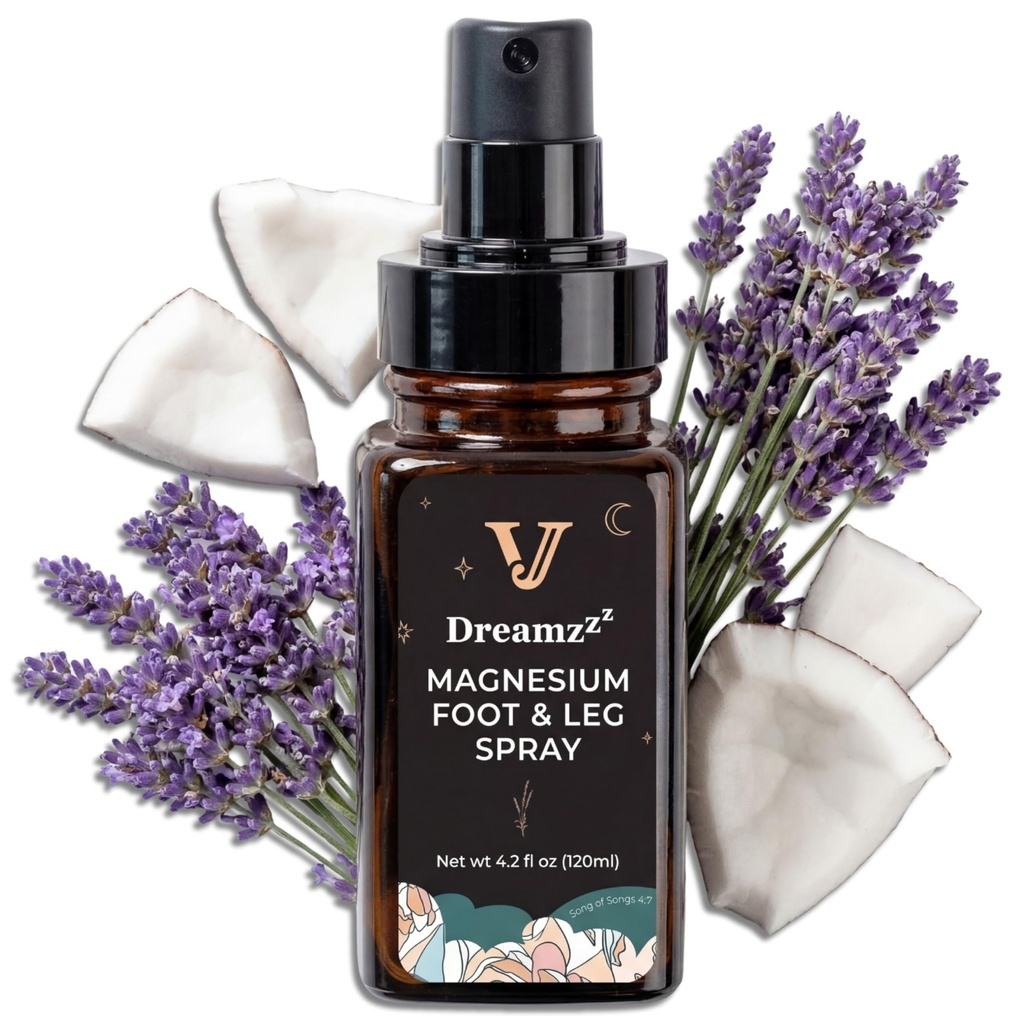 Dreamzzz Magnesium Spray für Füße und Schlaf – Blended Formel Magnesium Öl mit Lavender & Kokosöl - Topical Magnesium Body Fuß- und Beinspray für Damen - Reduzierte Haftfähigkeit - 4.2 oz