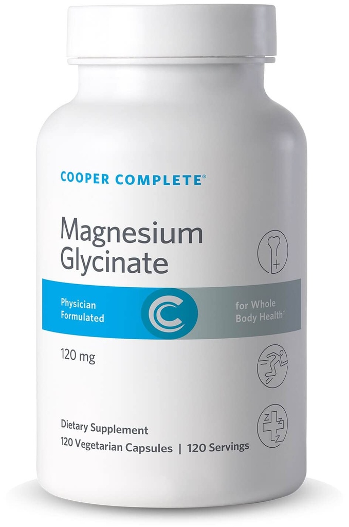 Cooper Complete-Magnesium Glycinate Supplement - 120 mg Elemental Magnesium pro Vegetarische Kapsel.120 Kapseln. Pack von 1