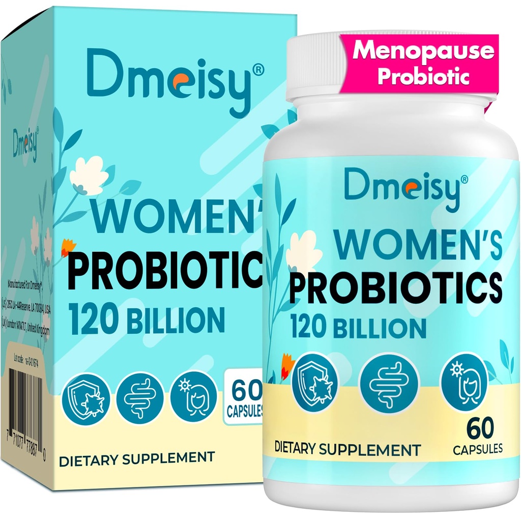 Menopause Ergänzungen für Frauen, 120 Billion CFU Probiotic, 13-in-1 Herbs Probiotics Complex, für Menopause Relief, Hormon Balance, Hot Flashes, Nacht Sweats, Mood Swings, Gut & Immunität - 60 Kapseln