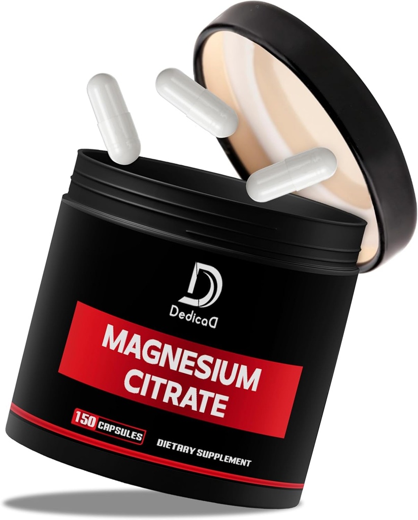 Magnesium Citrate 500mg Kapseln (Citrato de Magnesio) - Reine Magnesiumergänzung zur Unterstützung des Verdauungssystems, Muskelmasse und Energieproduktion - 150 Kapseln für 5-Monat-Versorgung