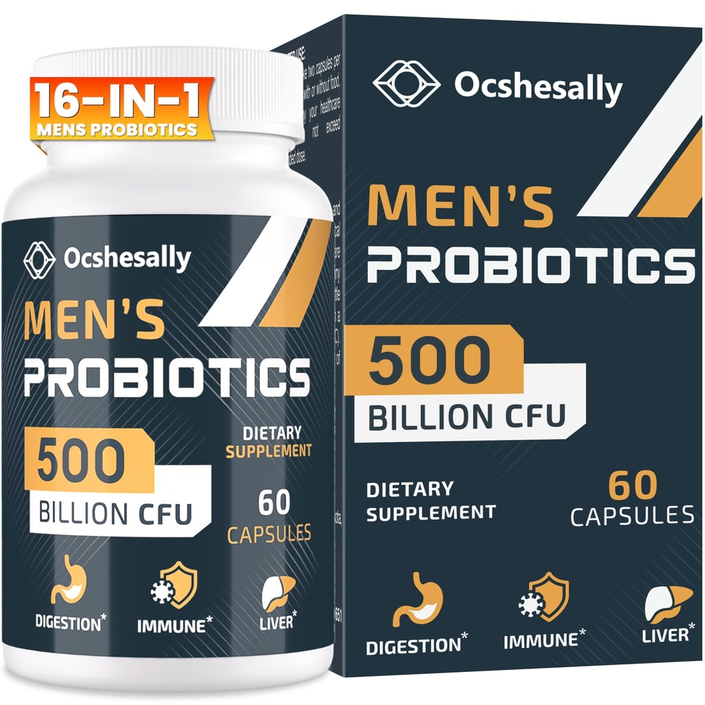 Probiotika für Männer, 500 Billion CFUs & 12 Strains Männer probiotisch, mit Kurkuma, Cranberry, Goji - Probiotika für Verdauungs-Gesundheit, Gut, Immune & Bloating, Prostata & Urinary Tract Health, 60 Kapseln