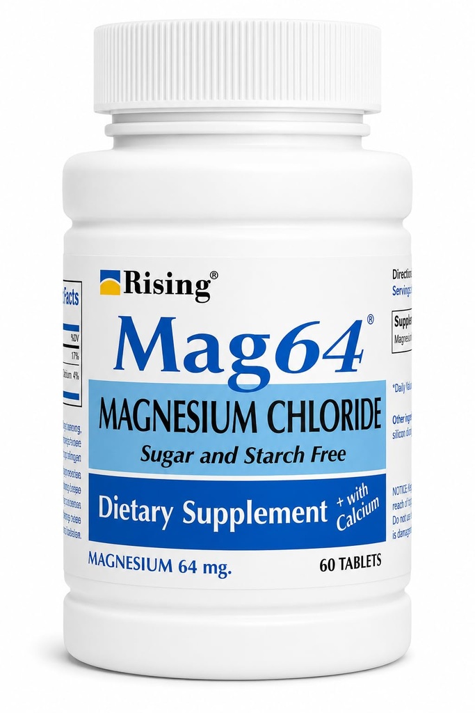 Rising Pharma - Mag64 Magnesium Chlorid mit Calcium Tabletten - 60 Zähler