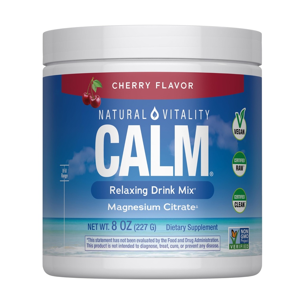 Natürliche Vitalität Calm, Magnesiumergänzung, Anti-Stress-Getränk-Mischpulver, Glutenfrei, Vegan, & Non-GMO, Kirsche, 8 Unzen