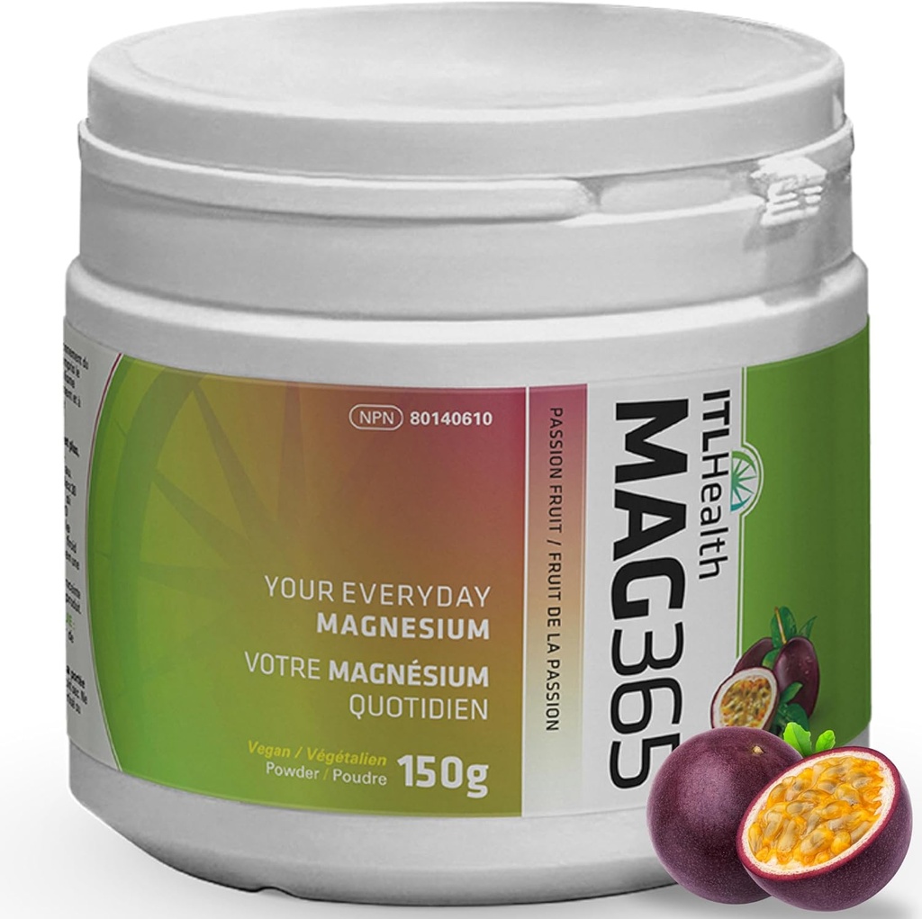 MAG365 Pure Ionic Magnesium Citrate Powder - Natürliche & Bioverfügbare Wasserlösliche Ergänzung mit Zitronensäure - Unterstützt Energie, Muskel, Knochen & Herz Funktion | Passionsfrucht 150g 37-Servings
