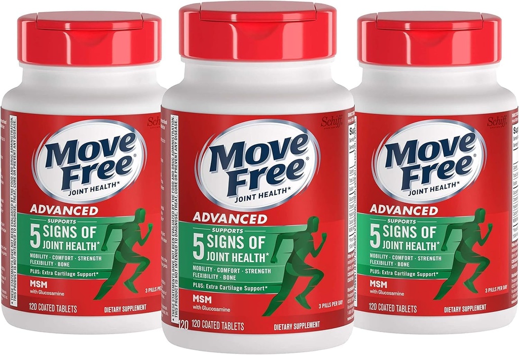 Schiff Move Free Advanced Tablets Plus 1500mg MSM - 120 beschichtete Tabletten, Packung von 3