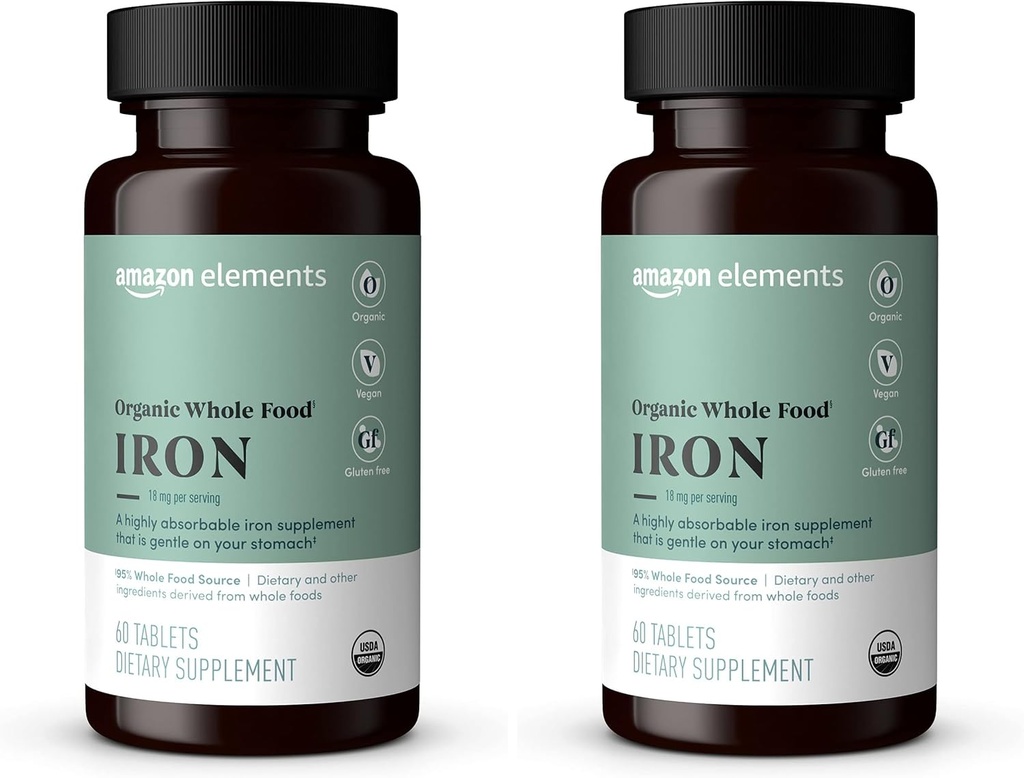 Elemente Bio Ganzes Essen Eisen, 60 Tabletten (Pack von 2)