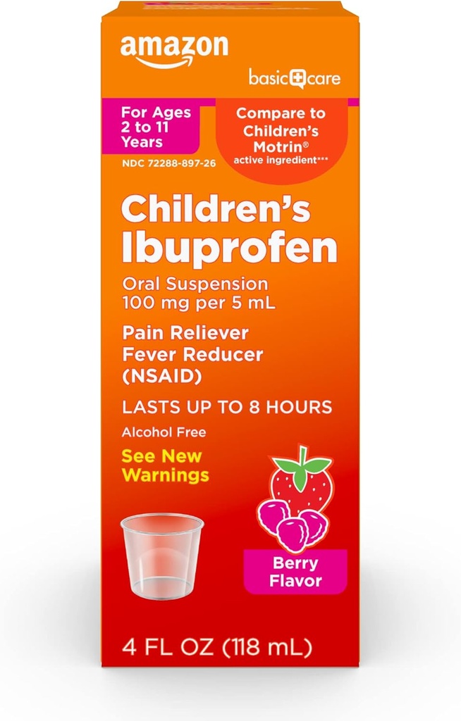 Grundpflege Kinder Ibuprofen Oral Suspension 100 mg, Berry, 4 fl oz (Pack von 1)