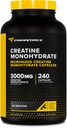 Primaforce Creatine Monohydrat Kapseln - 240 Kapseln, 3.000mg pro Servieren, Glutenfrei und nicht-GMO
