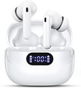 Wireless Earbuds, 42H Playtime Bluetooth 5.3 Kopfhörer, HiFi Stereo Call Noise Cancelling Earbuds, IPX7 Wasserdichte Stereo in-Ear Kopfhörer mit LED-Anzeige für iOS Android (White)