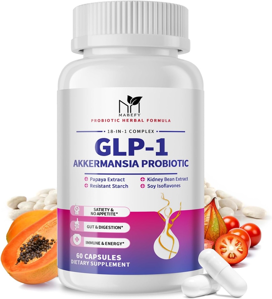 Akkermansia Probiotic Supplement für Damen und Herren, Natürliche Präbiotika für Verdauung, Gut Gesundheit, Energie, Gesamtgesundheit, Verdauungsergänzung mit Soja-Lsoflavone, Bromelain, 60 Kapseln