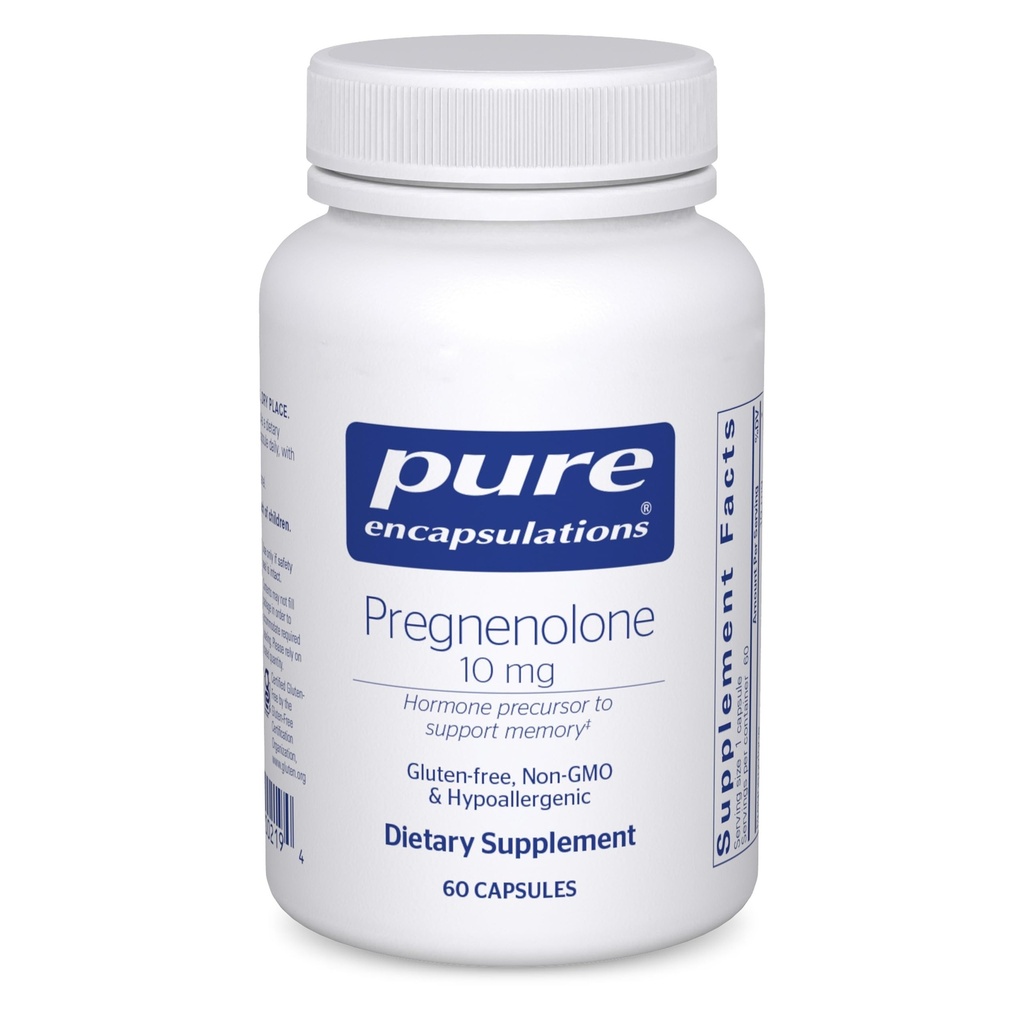 Pure Encapsulations Pregnenolone 10 mg - Unterstützung Speicher & Hormon Balance * - Hormone Precursor - Glutenfrei & Non-GMO - 60 Kapseln