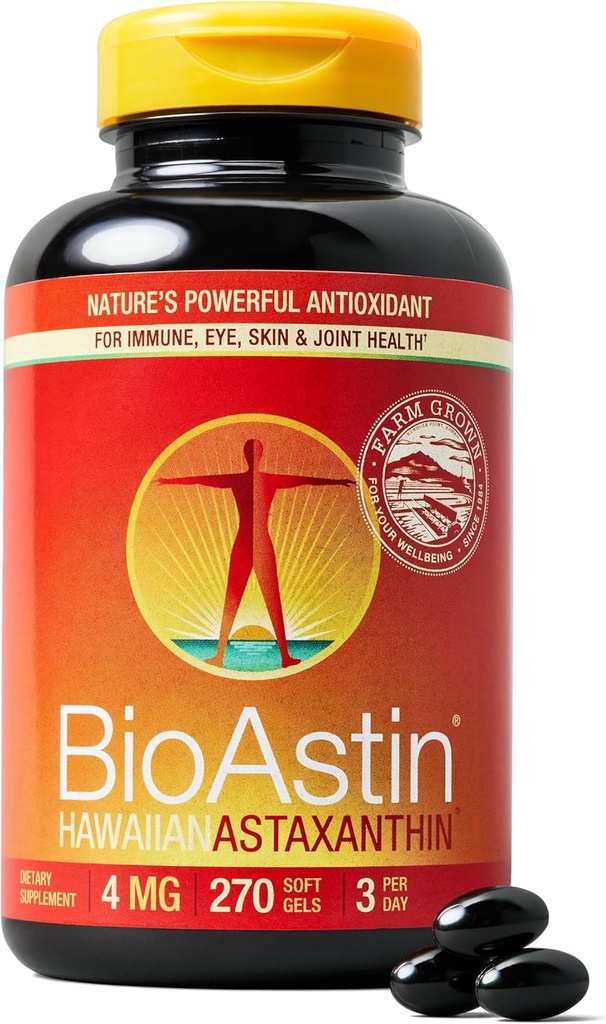 Nutrex Hawaii BioAstin Hawaiian Astaxanthin - 4mg, 270 Softgels - Farm-Direct Premium Antioxidans Ergänzung zur Unterstützung von Augen-, Haut-, Gelenk- und Immunsystem Gesundheit -Non-GMO & Gluten-Free