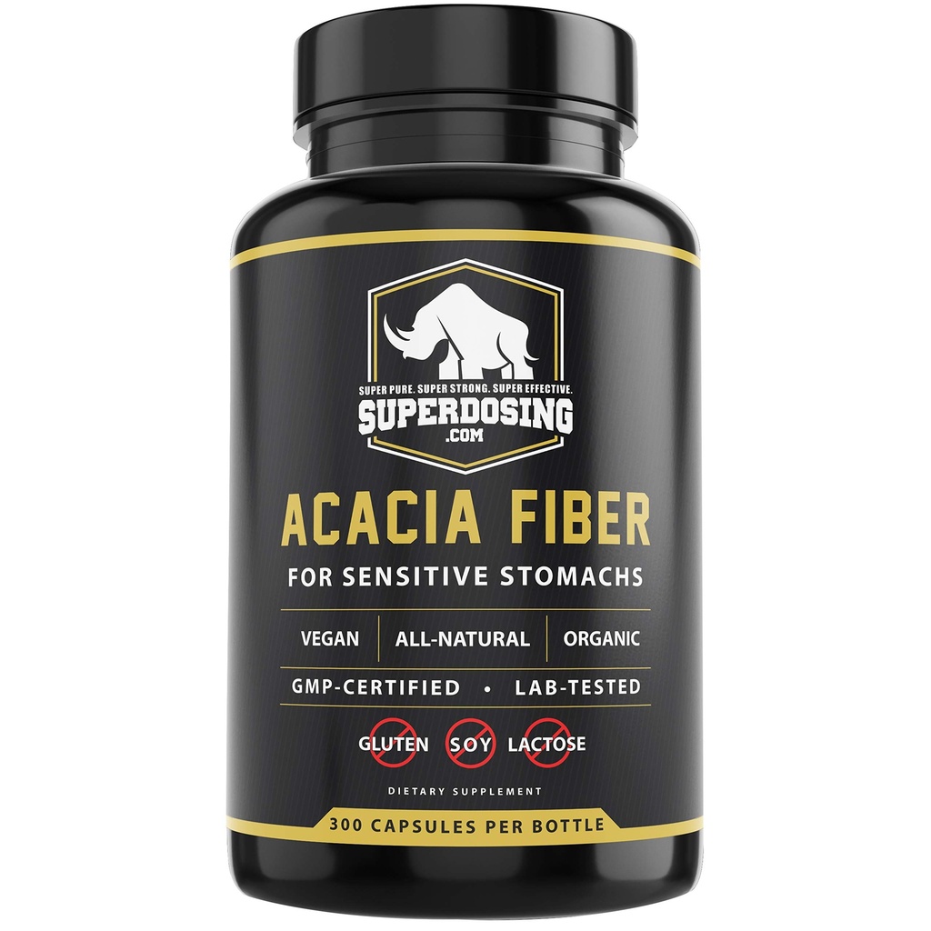 Fast Acting, Organic Acacia Senegal Fiber Capsules 300pk. Natürliche lösliche Faser Ergänzung Pille. Vegan Prebiotic Capsules.