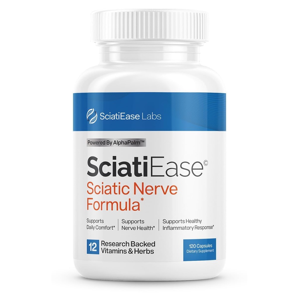 SciatiEase Sciatic Nerve Health Support Supplement - Nerve Support Formel mit AlphaPalm, Pea, Vitamin B Complex, Alpha Lipoic Acid 300mg - 120 Kapseln
