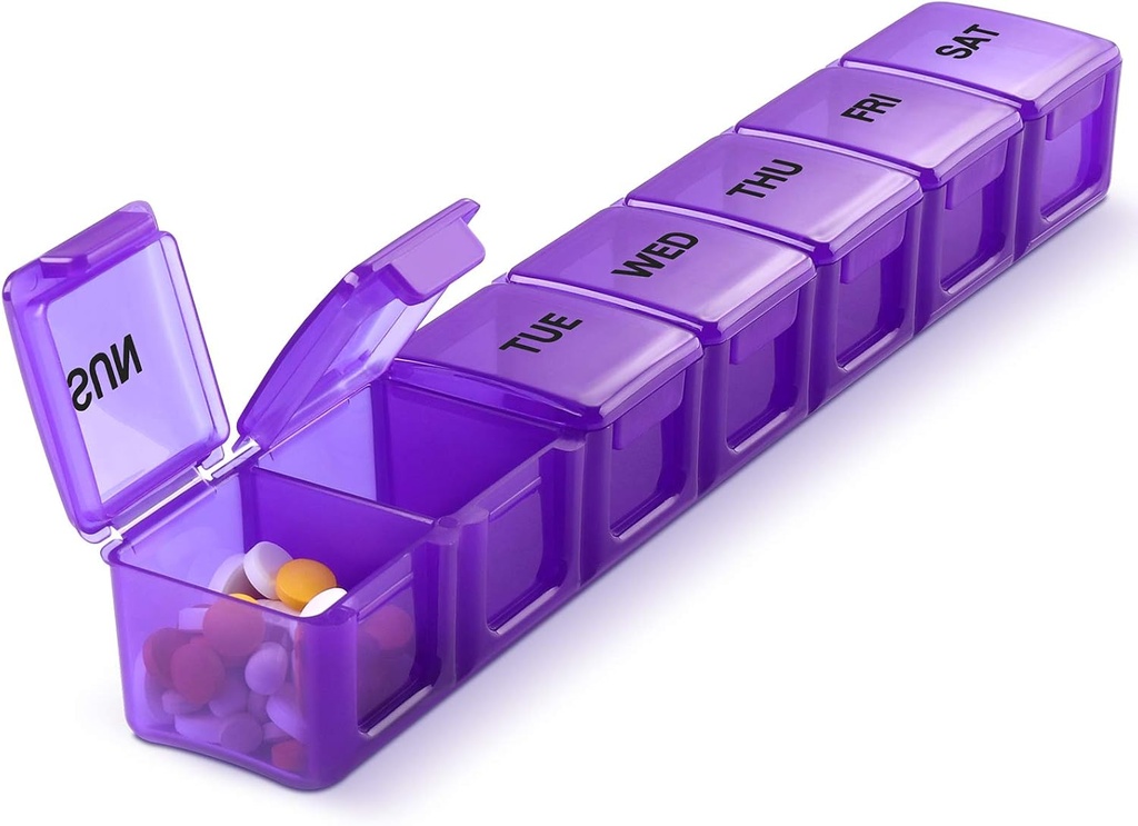 Pill Organizer XL Extra Large Weekly und Daily Pill Cases für Pillen/Vitamin/Fish Oil/Supplements (Purple)