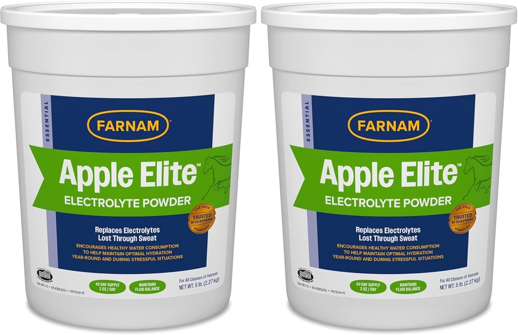 Farnam Apple Elite Horse Elektrolytpulver, Ersetzt Mineralien in Schwitzen während der Übung, extreme Wetter-und Stressbedingungen, 5 lb., 40 Tage Versorgung (Pack von 2)