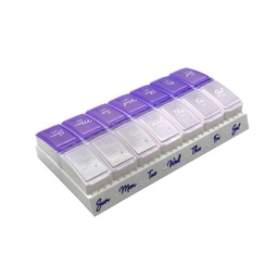 Ezy Dose Weekly (7-Day) Daily Pill Case, Medicine Planner, Vitamin Organizer, 2 Mal pro Tag AM/PM, Small Pop-out Compartments, Arthritis Friendly, Easy to Use, Pearlescent and Lavender Lids, BPA Free