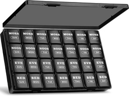 XL Large Weekly Pill Organizer 4 Mal am Tag, 7-Tag Pillen Boxen und Organizer AM PM, Big Compartments Pill Case, Monatliche Medikamente Organizer 28 Tage Spender für Fischöle