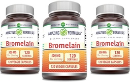 Erstaunliche Formeln Bromelain Ergänzung | 500 Mg | 2400 GDU | 120 Veggie Kapseln | Non-GMO | Gluten Free | Made in USA (3 Pack)