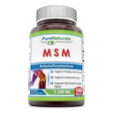 Pure Naturals MSM (Methylsulfonylmethan) Ergänzung | 1500 Mg Pro Serving | 180 Tabletten | Non-GMO | Gluten-Free | Made in USA