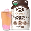 KOS Vegan Protein Pulver Erythritol Free, Schokolade - Organic Pea Protein Blend, Pflanzenbasierte Superfood reich an Vitaminen & Minerals - Keto, Dairy Free - Meal Ersatz für Frauen & Männer, 28 Servierungen