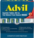 Advil Ibuprofen Tabletten, 200 mg Pain Reliever/Fever Reducer (NSAID), 100 Tabletten (50 Packungen mit je 2 Tabletten)