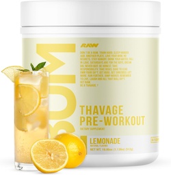RAW Pre Workout Powder, Thavage (Lemonade) - Chris Bumstead Sports Nutrition Supplement for Men & Women - Cbum Pre Workout for Working Out, Hydration, Mental Focus & Energy - 40 Servietten
