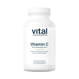 Vital Nährstoffe Vitamin C 1000mg (100% reine Ascorbinsäure) | Vegane Antioxidantien-Ergänzung für Immununterstützung und Eisenabsorption* | Gluten, Milch und Soja frei | Non-GMO | 120 Kapseln