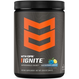 MTN OPS Ignite Energy Drink Powder, Gluten Free Nootropic Supplement Drink Mix, L Arginin, L Citrulline, Koffein & Nootropic Zucker-Freigetränk-Mix, 45 Servierungen, Blau Himbeere Limonade