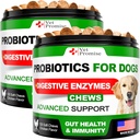 (2 Pack) Probiotics for Dogs - Dog Probiotics and Digestive Enzymes for Gut Health, Itchy Skin, Allergien, Immunität, Yeast Balance - Prebiotics - Reduce Diarrhea, Gas - 240 Probiotic Chews für Hunde