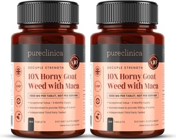 10X Horny Ziegenkraut Extrakt (3750mg) Maca Extrakt (2500mg) x 360 Tabletten (2 Flaschen von 180) - 1 Jahre Versorgung