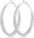 Senteria Silber Hoop Ohrringe für Damen Allergiker 925 Sterling Silber Post Hoop Ohrringe Leichte große Hoop Ohrringe Ohrring Dicke Twisted Silber Hoop 30/40/50MM