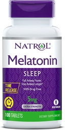 Natrol Time-Release Melatonin 5 mg, Nahrungsergänzung für restful Sleep *, 100 Tabletten (Pack von 2), 200 Tage Versorgung