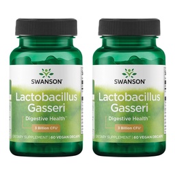 Swanson Lactobacillus Gasseri - Probiotische Ergänzung Unterstützung Verdauungsgesundheit mit 3 Billion CFU - Design-Release Satiety & Fat Metabolism Support - (60 Veggie Kapseln) 2 Flaschen