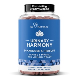 Urinary Harmony D-Mannose Supplement – Urinary Tract Health for Women – Reinigt und Flushes das Urinary System – Potent Clinical Strength Formula mit DMannose und Hibiscus – 180 Fast Acting Capsules